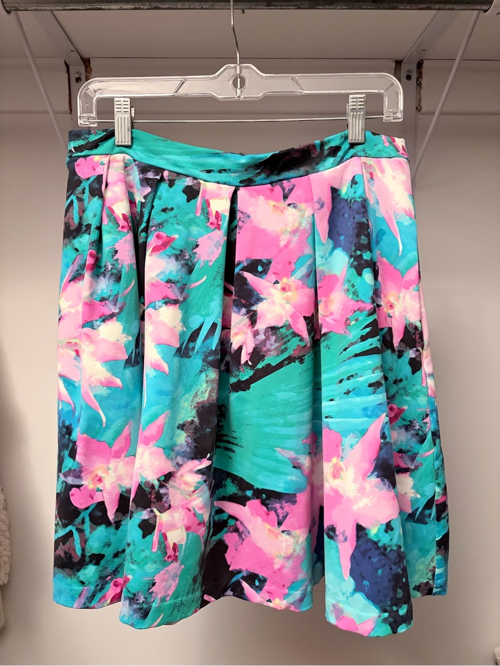 Cynthia Rowley Teal & Pink Floral Skater Skirt